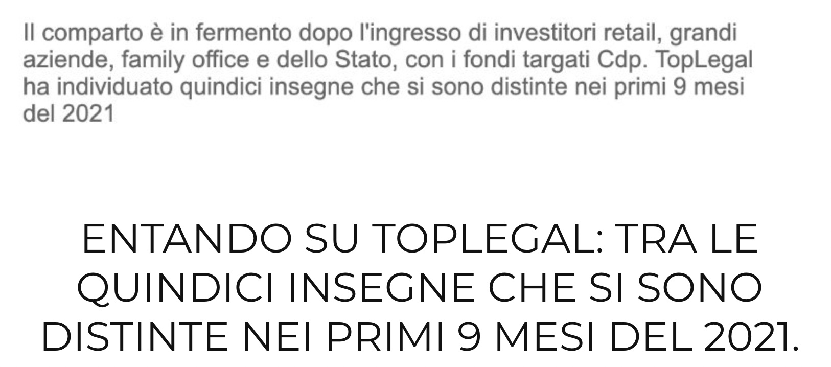 TopLegal — Entando tra le quindici insegne che si sono distinte nel 2021