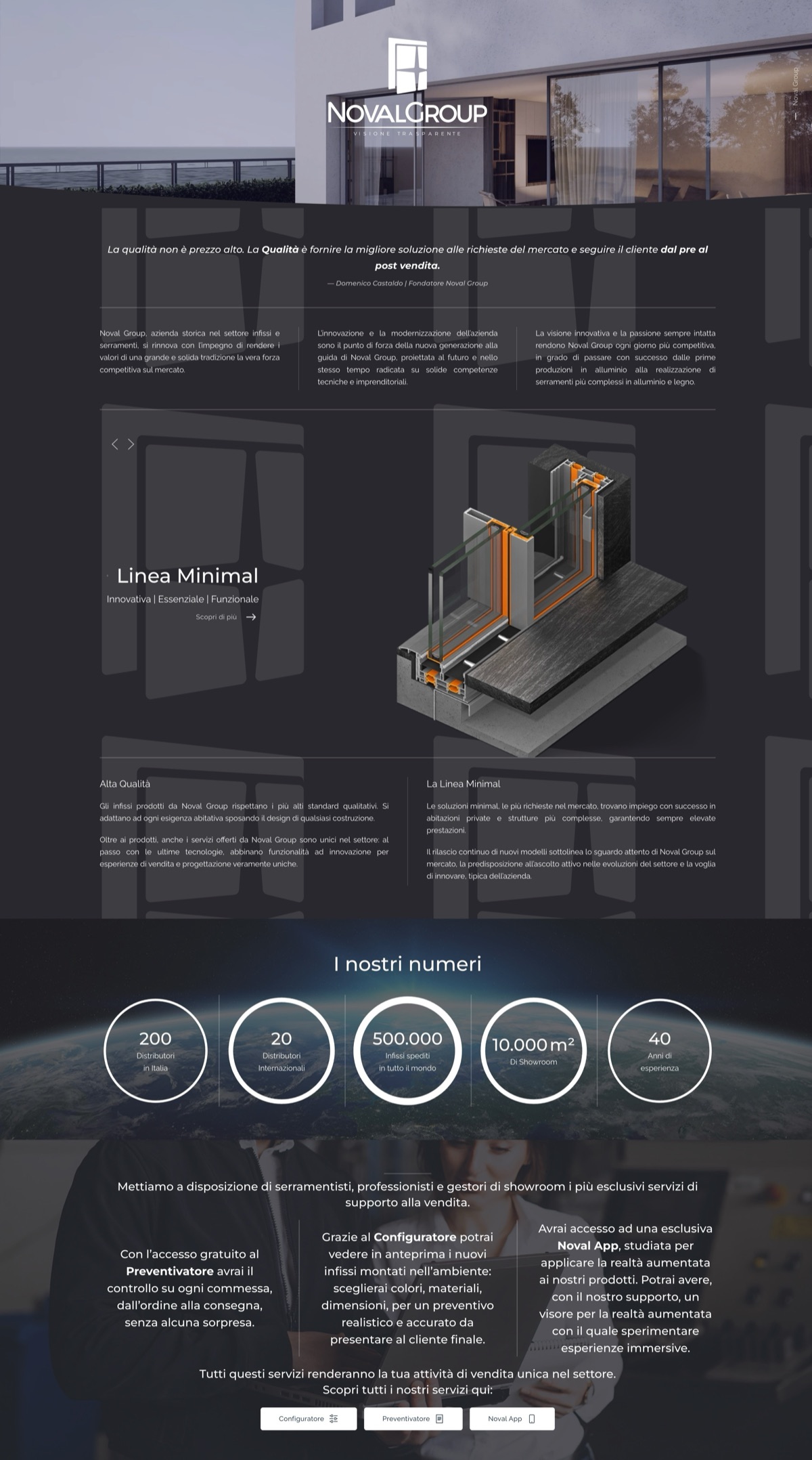 Homepage del nuovo sito Noval Group progettato da Deep Marketing