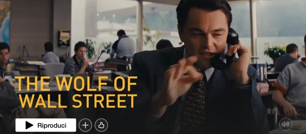 The Wolf of Wall Street poster, iconic film about aggressive sales techniques